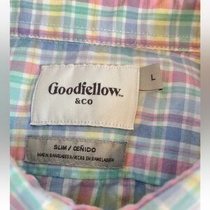 Men's L Every Wear Long Sleeve Button-Down Shirt Goodfellow Northrop pastel slim
